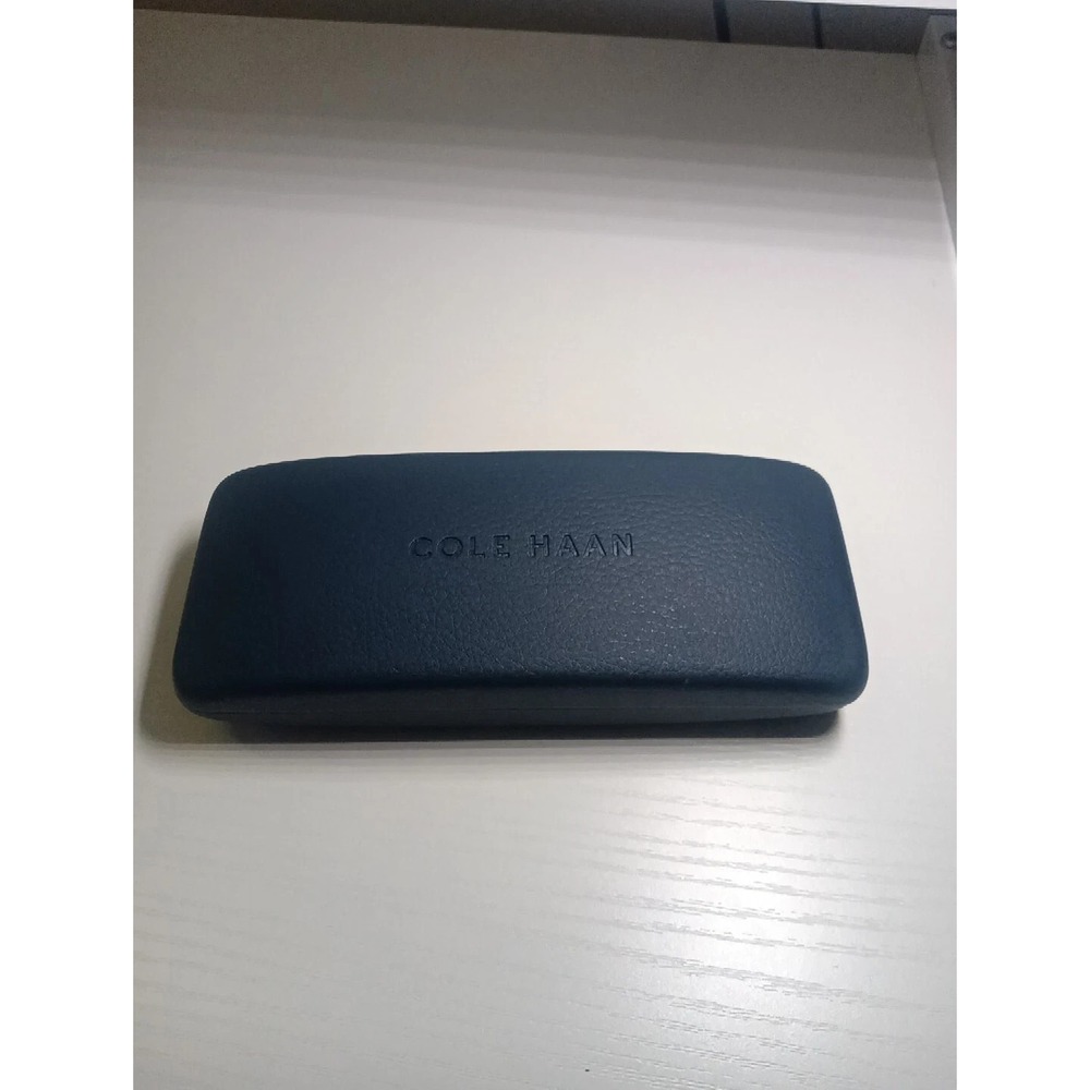 COLE HAAN Blue Textured Hard Shell Eyeglasses Glasses Case Embossed Front Lining